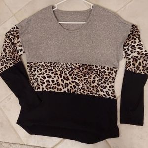 Cheetah color block top